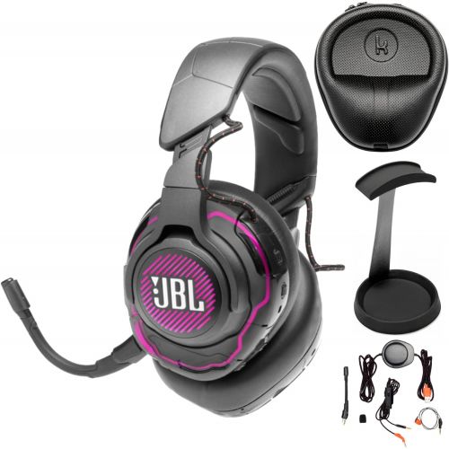 제이비엘 JBL Quantum ONE Noise-Canceling Wired Over-Ear Gaming Headset (Black) Bundle (3 Items)