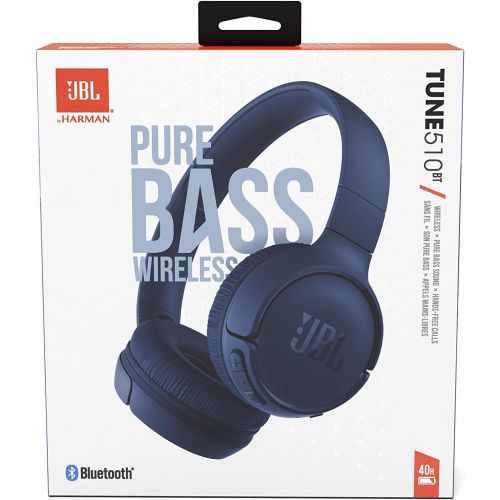 제이비엘 JBL Tune 510BT: Wireless On-Ear Headphones with Purebass Sound - Blue