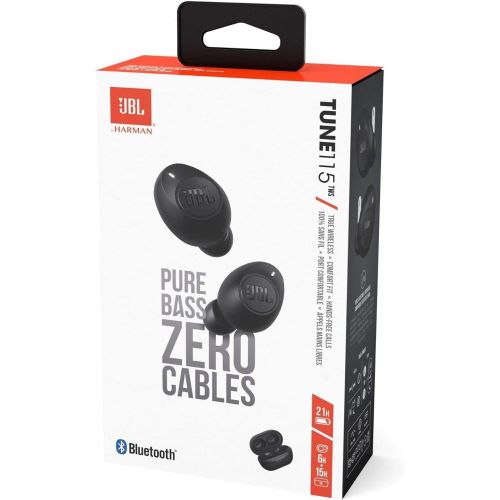 제이비엘 JBL Tune 115TWS True Wireless in-Ear Headphones - JBL Pure Bass Sound, 21H Battery, Bluetooth, Dual Connect, Wireless Calls, Music, Native Voice Assistant (Black)