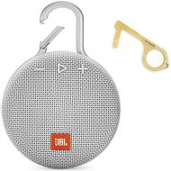 JBL Clip 3 Portable Waterproof Wireless Bluetooth Speaker - Non-Retail Packaging (Steel White) with KeySmart Clean Key