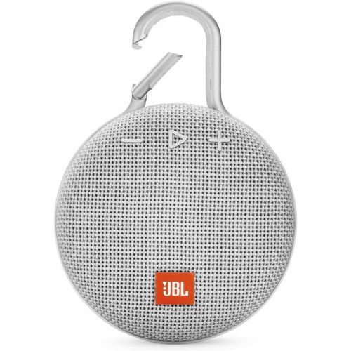 제이비엘 JBL Clip 3 Portable Waterproof Wireless Bluetooth Speaker - Non-Retail Packaging (Steel White) with KeySmart Clean Key