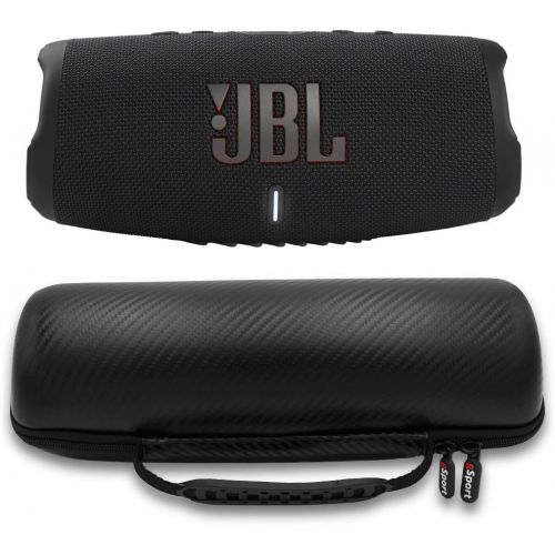 제이비엘 JBL Charge 5 Waterproof Portable Speaker with Built-in Powerbank and gSport Carbon Fiber Case (Black)