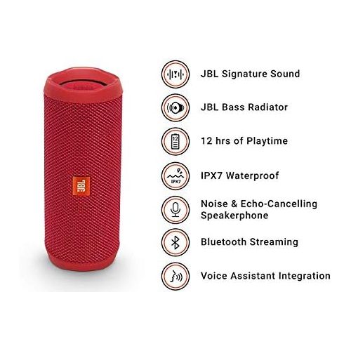 제이비엘 JBL Flip 4 Waterproof Portable Bluetooth Speaker - Red