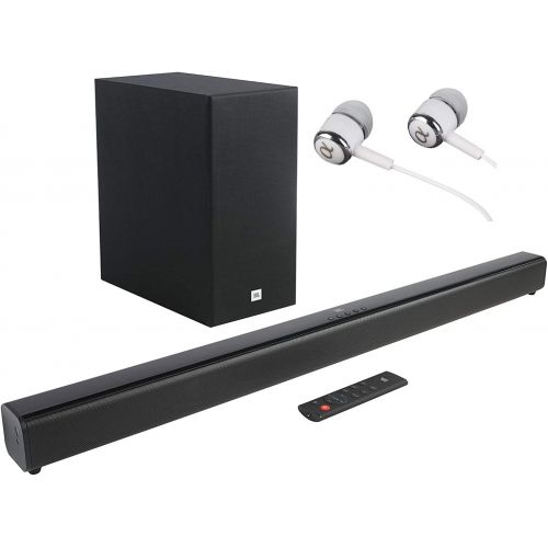 제이비엘 JBL Cinema SB160 2.1 Channel 220 Watt Wireless Bluetooth Music Streaming HDMI ARC Soundbar with Wireless Subwoofer Bundled with Earbuds