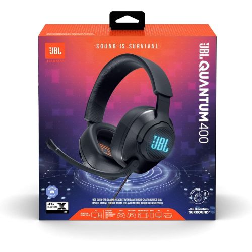 제이비엘 JBL Quantum 400 - Wired Over-Ear Gaming Headphones with USB and Game-Chat Balance Dial - Black