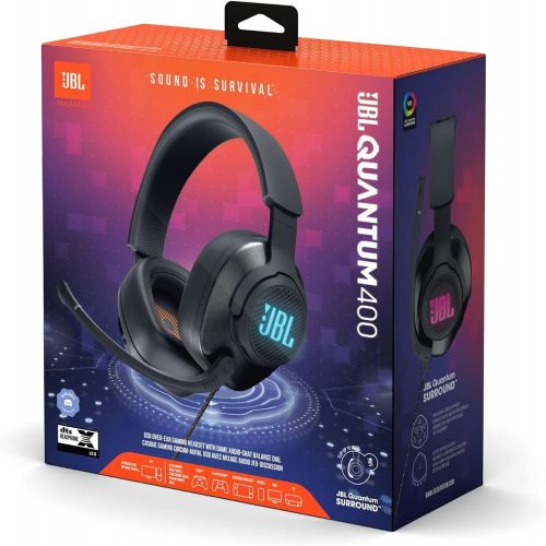 제이비엘 JBL Quantum 400 - Wired Over-Ear Gaming Headphones with USB and Game-Chat Balance Dial - Black