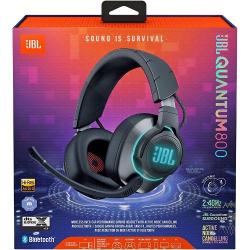 제이비엘 JBL Quantum 800 - Wireless Over-Ear Performance Gaming Headset with Active Noise Cancelling and Bluetooth 5.0 - Black