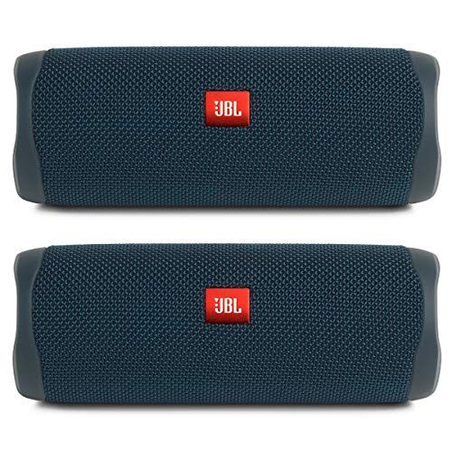 제이비엘 JBL Flip 5 Waterproof Portable Wireless Bluetooth Speaker Bundle - (Pair) Blue