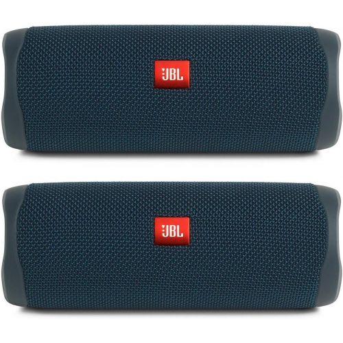 제이비엘 JBL Flip 5 Waterproof Portable Wireless Bluetooth Speaker Bundle - (Pair) Blue