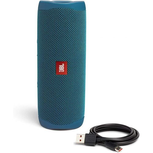 제이비엘 JBL Flip 5 Waterproof Portable Bluetooth Recycled Plastic Speaker Bundle with divvi! Protective Hardshell Case - Blue (Eco Edition)