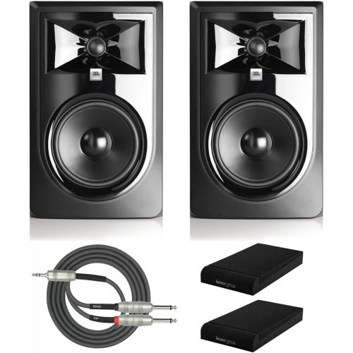 제이비엘 [아마존베스트]JBL 305P MkII Powered 5 Two-Way Studio Monitors (Pair) with Knox Gear Isolation Pads and Breakout Cable Bundle