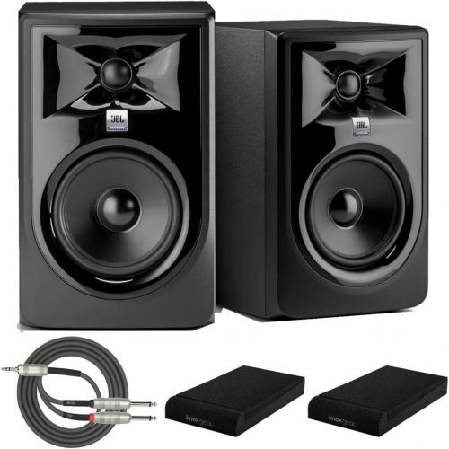 제이비엘 [아마존베스트]JBL 306P MkII Powered 6 inch Two-Way Studio Monitors (Pair) Bundled with Knox Isolation Pads and Breakout Cable (4 Items)