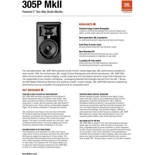 제이비엘 JBL Professional JBL 305P MkII 5 Two-Way Studio Monitoring Speakers (Pair)