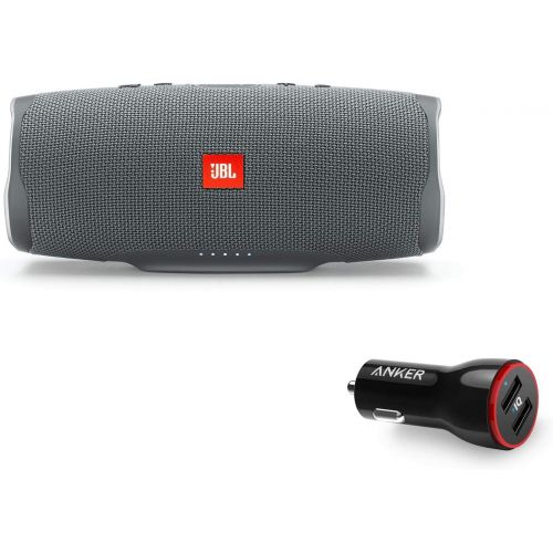 제이비엘 JBL Charge 4 Portable Waterproof Wireless Bluetooth Speaker Bundle with Anker 2-Port Car Charger - Red