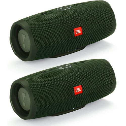 제이비엘 JBL Charge 4 Portable Waterproof Wireless Bluetooth Speaker Bundle - (Pair) Black