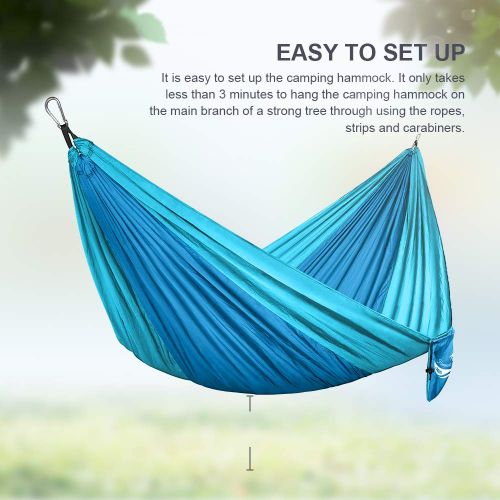  JBM Camping Hammock Single & Double Portable Parachute Hammock Hiking Travel Backpacking - Nylon Hammock Swing - Support 400lbs - 600lbs with Nylon Ropes and Steel Carabiners