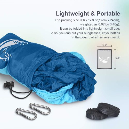  JBM Camping Hammock Single & Double Portable Parachute Hammock Hiking Travel Backpacking - Nylon Hammock Swing - Support 400lbs - 600lbs with Nylon Ropes and Steel Carabiners