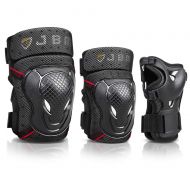 JBM Youth BMX Bike Knee Pads and Elbow Pads with Wrist Guards Protective Gear Set for Biking, Riding, Cycling and Multi Sports Safety: Scooter, Skateboard, Bicycle (Black, Youth/Te