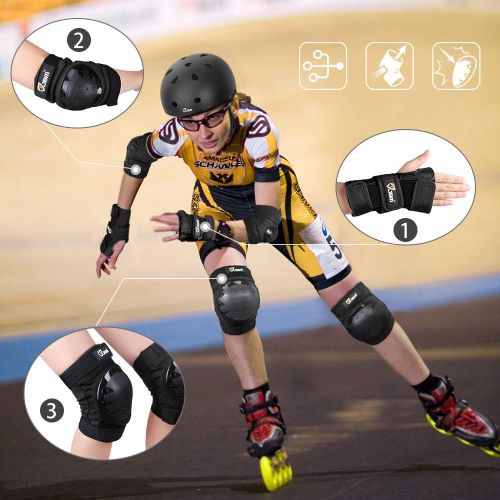  JBM international JBM Child & Adults Rider Series Protection Gear Set for Multi Sports Scooter, Skateboarding, Biking, Roller skating, Protection for beginner to advanced, Helmet, Knee and elbow pad