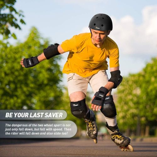  JBM international JBM Child & Adults Rider Series Protection Gear Set for Multi Sports Scooter, Skateboarding, Biking, Roller skating, Protection for beginner to advanced, Helmet, Knee and elbow pad