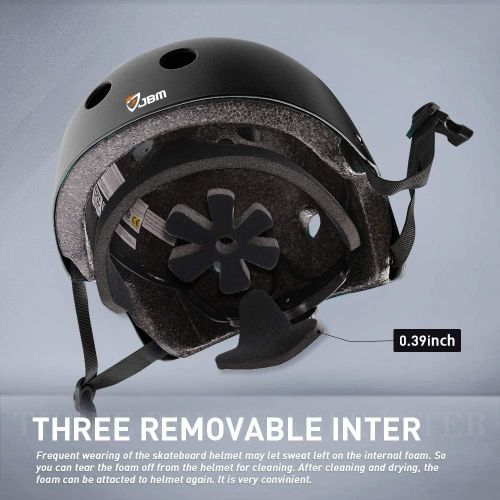  JBM international JBM Skateboard Helmet CPSC ASTM Certified Impact Resistance Ventilation for Multi-Sports Cycling Skateboarding Scooter Roller Skate Inline Skating Longboard