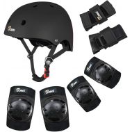JBM international JBM Child & Adults Rider Series Protection Gear Set for Multi Sports Scooter, Skateboarding, Biking, Roller skating, Protection for beginner to advanced, Helmet, Knee and elbow pad