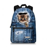 JBS-NO.1 Cute Cats Backpack for Teen Girls,Canvas BookBags for School (Blue1)