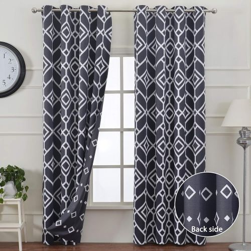  Jack&Catherine Reversible Print Blackout Curtains Moroccan Thermal Insulated Curtain for Living Room, 52 x 84 inch, Teal, Set of 2 Panels