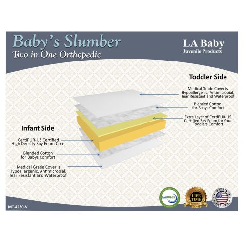  L.A. Baby LA Baby Babys Slumber - 2 in 1 Orthopedic Crib Mattress, White