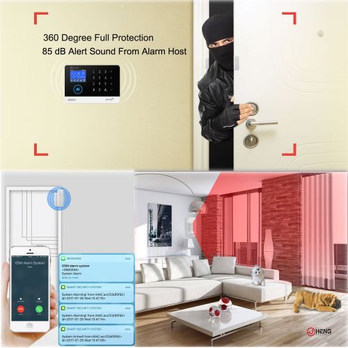  JCHENG SECURITY JC Wireless 2G & WIFI Security Alarm System, RFID Burglar Security, Support Auto Dial, Multi-language GUI and English APP Control, with Pet-friendly PIR Detector, Door Window Senso