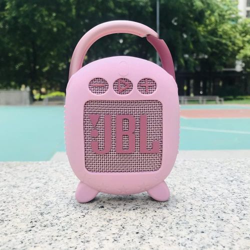  JCHPINE Silicone Cover Case for JBL Clip 4 Portable Bluetooth Speaker, Protective Carrying Case for JBL Clip 4 Portable Bluetooth Speaker Stand Up Holder(Case Only) (Pink)