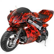 JCMOTO XtremepowerUS 40CC Mini Gas Pocket Bike Motorcycle EPA 4-Stroke Engine Handlebar Grip Padded Seat (Black)
