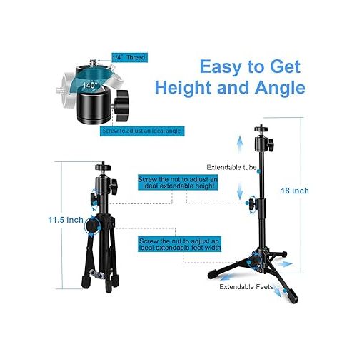  Webcam Tripod Stand Extendable Desktops Tripod for Camera/Phone/Webcam, Desk Tripod Webcam Mount Holder Compatible with Logitech Stream Webcam C925e C922x C922 C930e C930 C920 C615 /iPhone/Ring Light