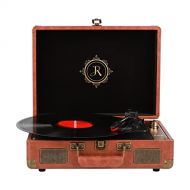 JDR Record Player Vinyl Bluetooth Turntable with Speakers 3-Speed Portable Suitcase Vintage Phonograph as Gift for Music Lovers Parents Friends?Audio SoundUSB Recorder?AUX inExtra