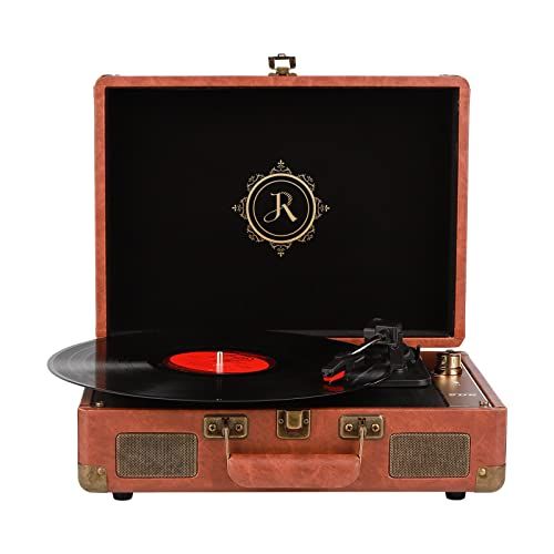  JDR Record Player Vinyl Bluetooth Turntable with Speakers 3-Speed Portable Suitcase Vintage Phonograph as Gift for Music Lovers Parents Friends?Audio SoundUSB Recorder?AUX inExtra