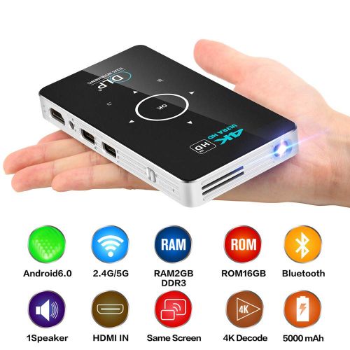  JDgoods DLP Mini Projector Micro Projector Portable Smart Support Wi-Fi Wireless or Bluetooth PS2, PS3,...