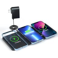 Triple Wireless Charger Pad - 15W Fast Charging Station for Apple iPhone 15/14/13/12 Pro/Max/Plus, AirPods, Qi-Certified 3-in-1 Charging Mat for Multiple Devices One-Step Wireless Charging Solution