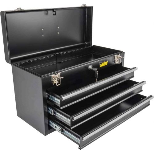  [아마존베스트]JEGS 3-Drawer Portable Toolbox | Ball-Bearing Drawer Slides | Rust-Resistant Latches | Black Powder Coat Finish | Includes Lock and Keys