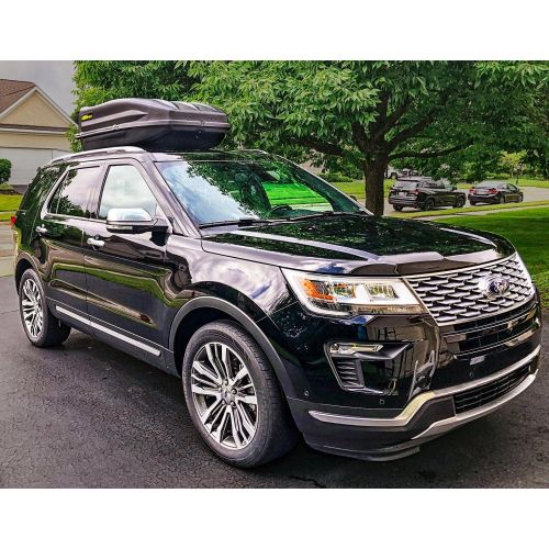  JEGS Rooftop Cargo Carrier Hard Car Top Large Luggage Box Waterproof Storage Heavy Duty Solid Case Made in USA 18 Cubic Ft. 100 Lb. Capacity Zero Tool Easy Assembly Aerodynamic Des