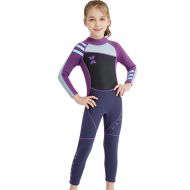 JELEUON Little Kids Girls UV Protection Swimsuits 2.5mm Neoprene Keep Warm Wetsuit Long Sleeves Diving Suits