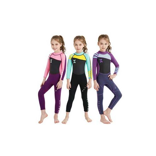  JELEUON Little Kids Girls UV Protection Swimsuits 2.5mm Neoprene Keep Warm Wetsuit Long Sleeves Diving Suits