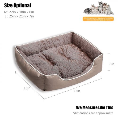  JEMA Rectangle Dog Bed - Lounger for Dogs & Cats with Non Slip Waterproof Bottom, Square Medium Cuddler Pet Bed …