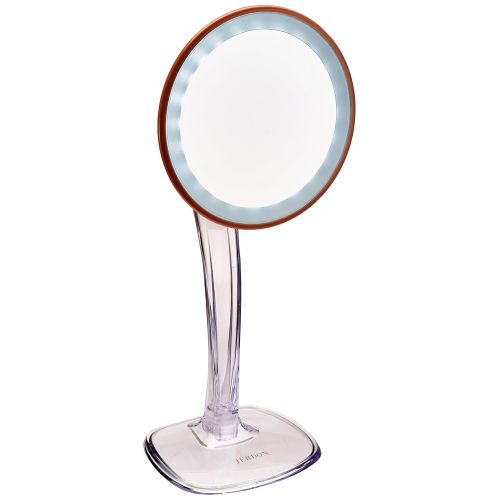  Jerdon JS725RL 7.25-Inch LED Lighted Single-Sided Vanity Mirror with 5x Magnification, Clear/Rose Gold