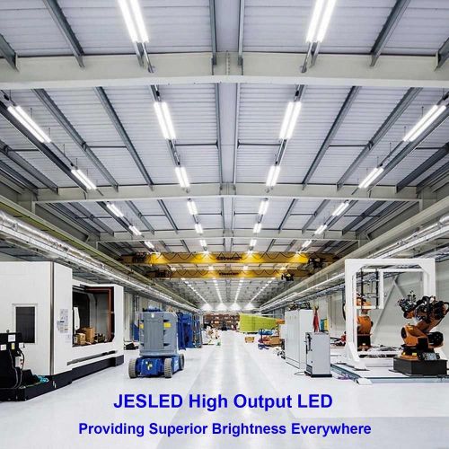  JESLED T8/T10/T12 8FT LED Tube Light, Single Pin FA8 Base, 50W 6000LM, 5000K Daylight, JESLED 96 Dual Row LED Fluorescent Bulbs (130W Replacement), Clear Cover, Dual-Ended Power (B