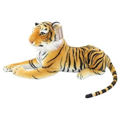  JESONN Realistic Soft Stuffed Animals Plush Toy Tiger Beige for Kids Gifts,18.9 or 48CM,1PC