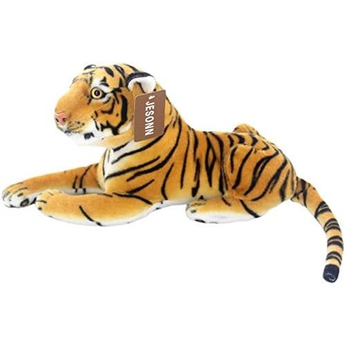  JESONN Realistic Stuffed Animals Soft Plush Toy Tiger Beige for Kids Birthday Gifts,13.5 or 35CM,1PC