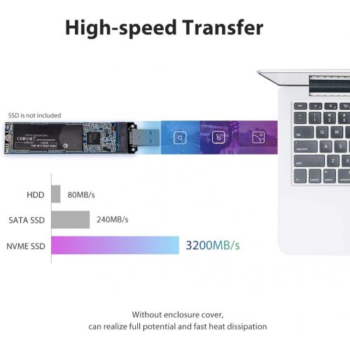  JESOT NVMe to USB Adapter, M.2 SSD to USB 3.1 Type A Card, M.2 PCIe Based M Key Hard Drive Converter Reader as Portable SSD 10 Gbps USB 3.1 Gen 2 Bridge Chip Support Windows XP 7 8 10, M