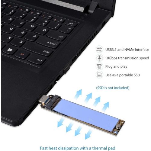  JESOT NVMe to USB Adapter, M.2 SSD to USB 3.1 Type A Card, M.2 PCIe Based M Key Hard Drive Converter Reader as Portable SSD 10 Gbps USB 3.1 Gen 2 Bridge Chip Support Windows XP 7 8 10, M