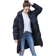 JESPER Women Winter Warm Knee Length Down Coat Hooded Thick Jacket Long Overcoat