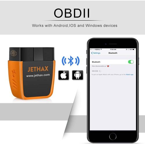  JETHAX OBD2 Scanner Bluetooth 4.0 Professional Car Code Reader Compatible with Android and iOS with System Diagnoses OBD2 Scan Tool Since Year 1996 Vehicles